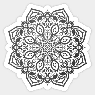 Elegant silver grey mandala on black - subtle Sticker